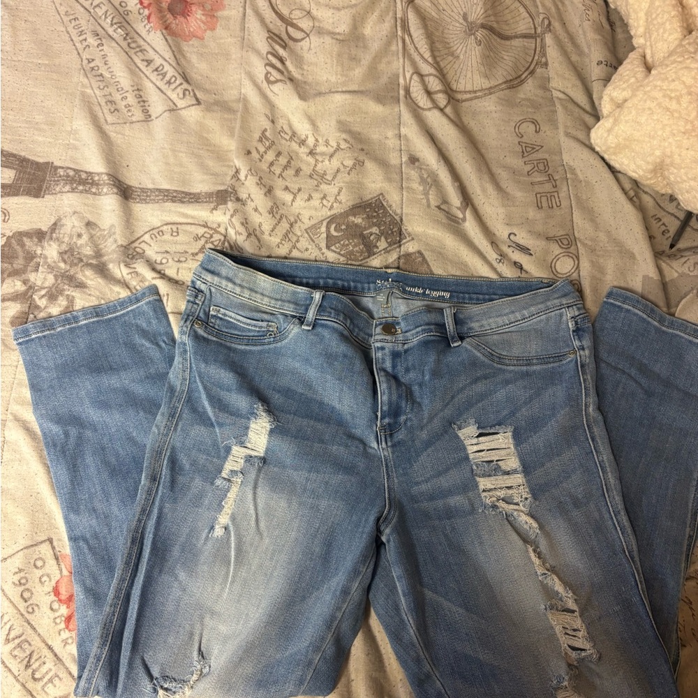 Women's Blue Distressed Jeans